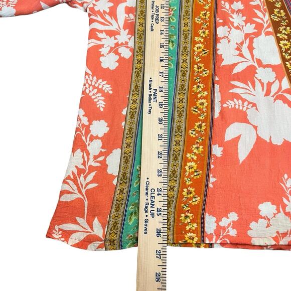 Anthropologie Vineet Bahl Mixed Floral Print Peasant Top Medium Boho Embroidered - Picture 9 of 12